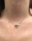 Moon & Stars Pendant - 14k Gold, Aquamarine + White Sapphire