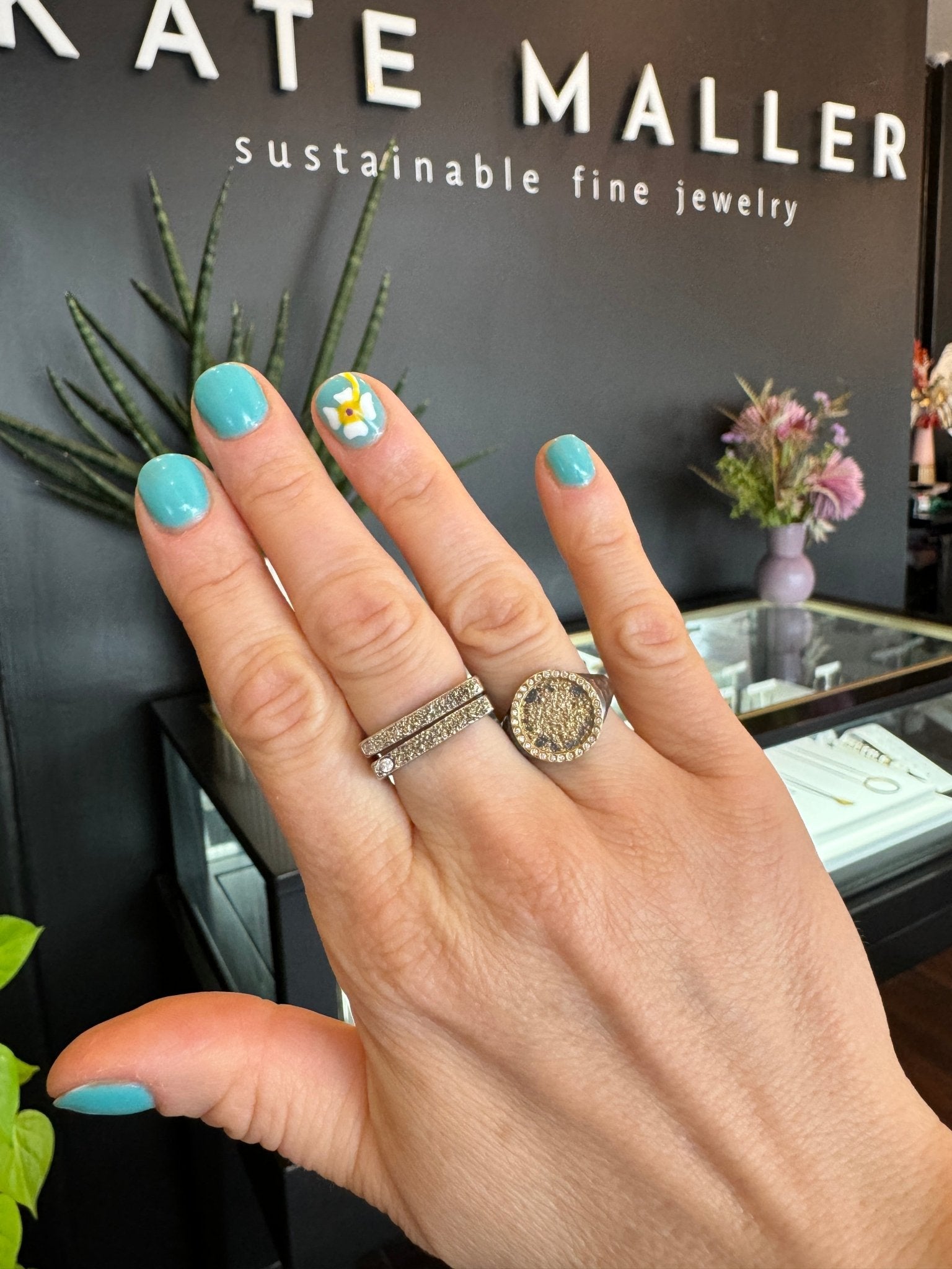 Sol Burst Signet - 22ky, 18ky, Oxidized Silver + VS Diamonds - KMJ Kate Maller Jewelry Jewelry - Rings