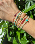 Carnelian + Emerald Beaded Bracelet