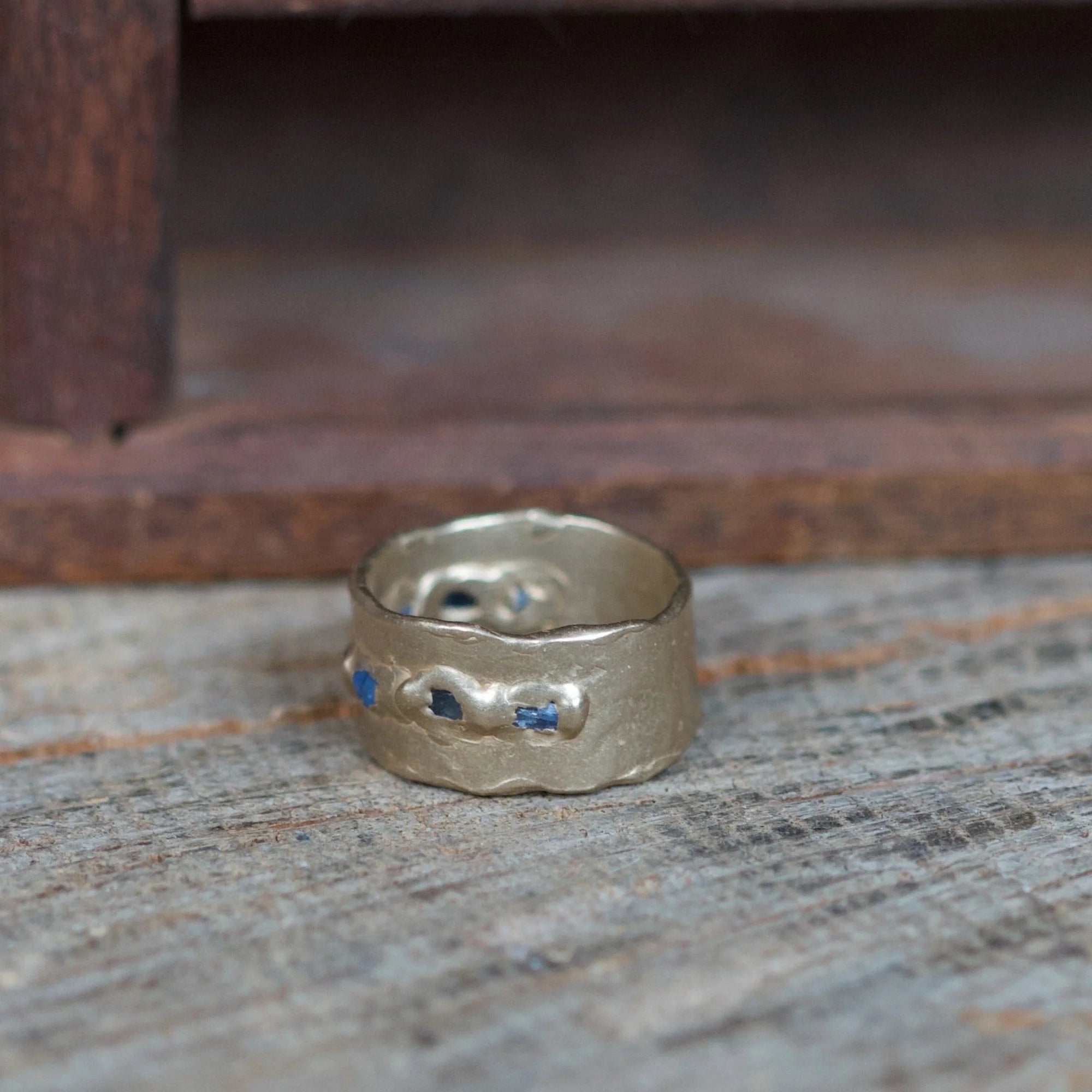 Rapids Ring - Brass + Blue Sapphire