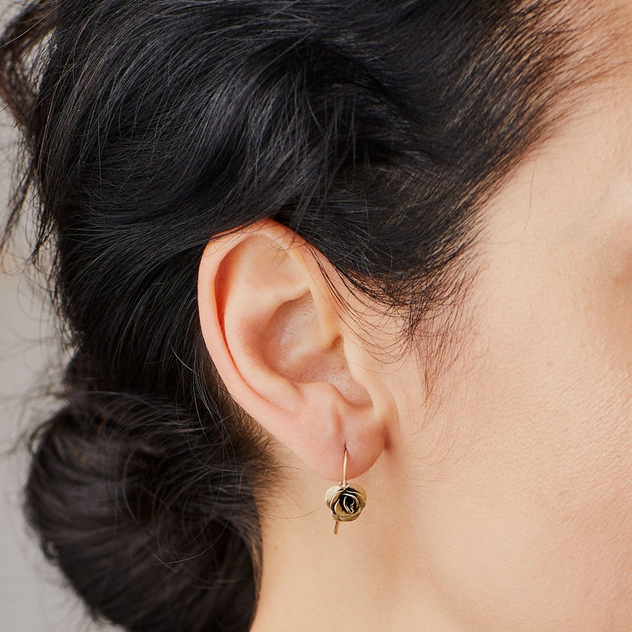 Petite Rose Earrings - Bronze