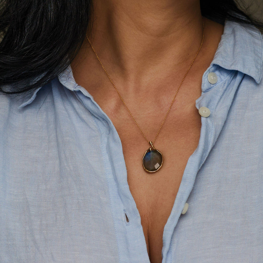 Saturn Bronze Labradorite Pendant Necklace