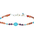 OOAK Bracelet - Coral, Ruby + Turquoise