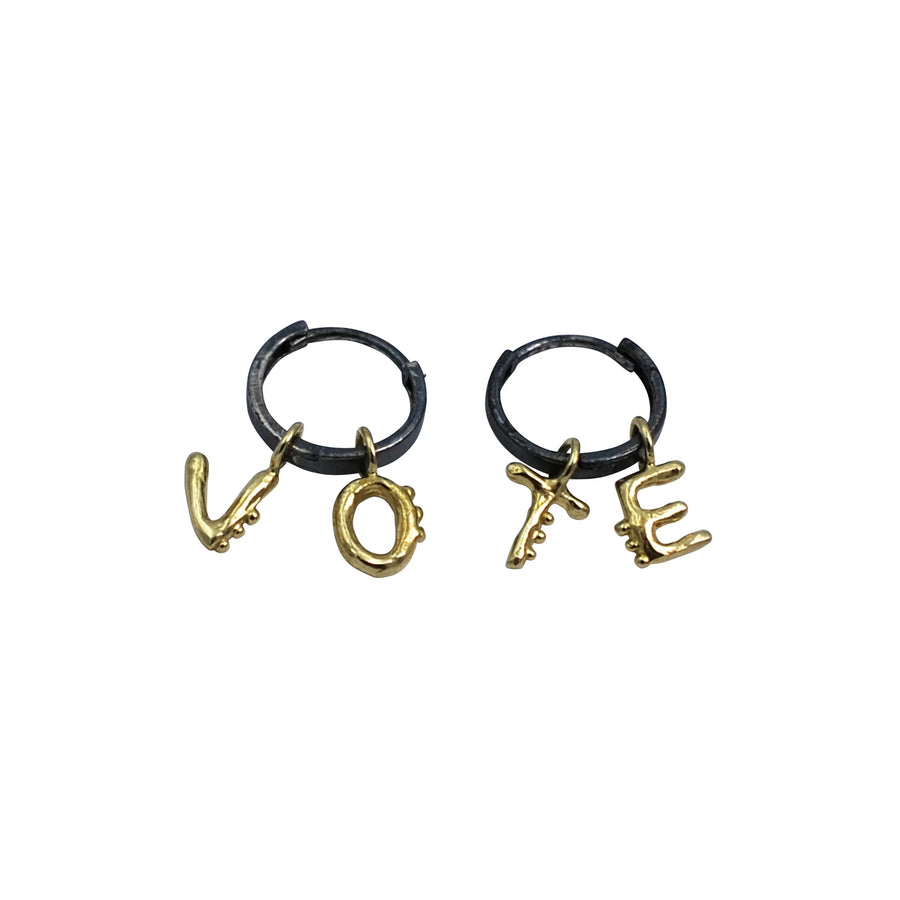 VOTE Earrings - Oxidized Silver + Brass