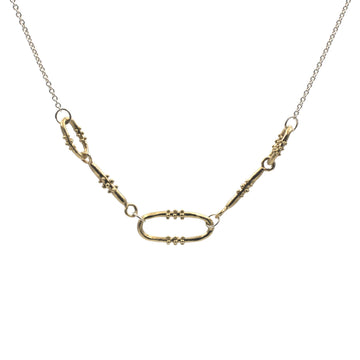 Granule Charm Necklace - Brass + Sterling Silver