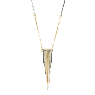 Mini Decidedly Deco Necklace - 22k/18k Gold, Oxidized Silver