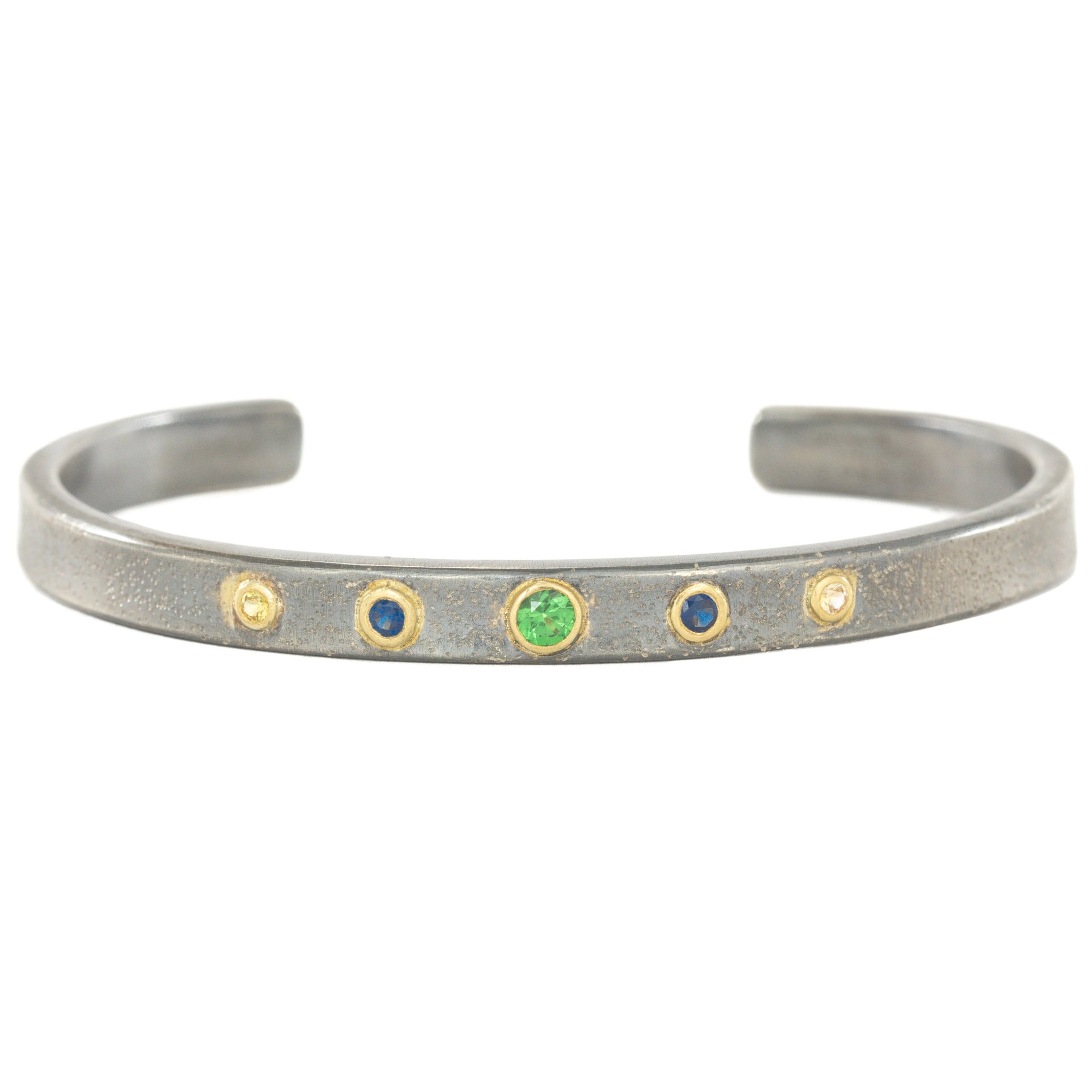 Dream In Color Bubble Cuff - 18k/22k Gold, Oxidized Silver + Champagne Diamonds, Sapphires
