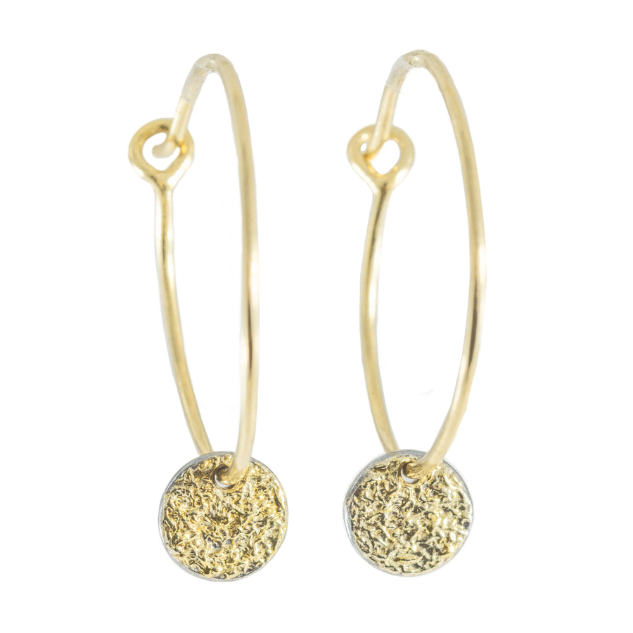 Easy Breezy Hoops with Dusted Discs, Small - 22k/18k Gold, Oxidized Silver