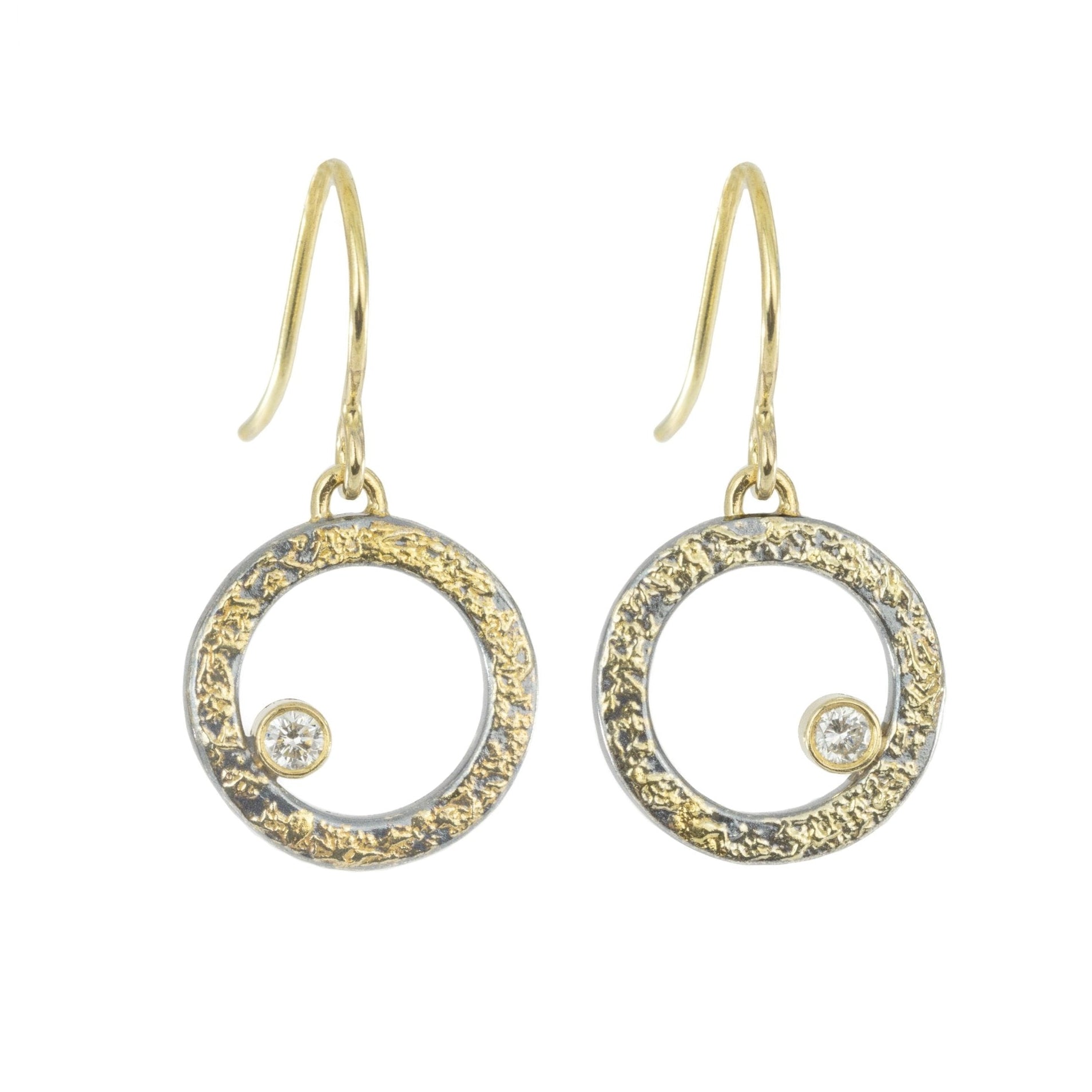 Dusted + Diamond Orb Earrings - 22k/18k Gold, Oxidized Silver - KMJ Kate Maller Jewelry Jewelry - Earrings
