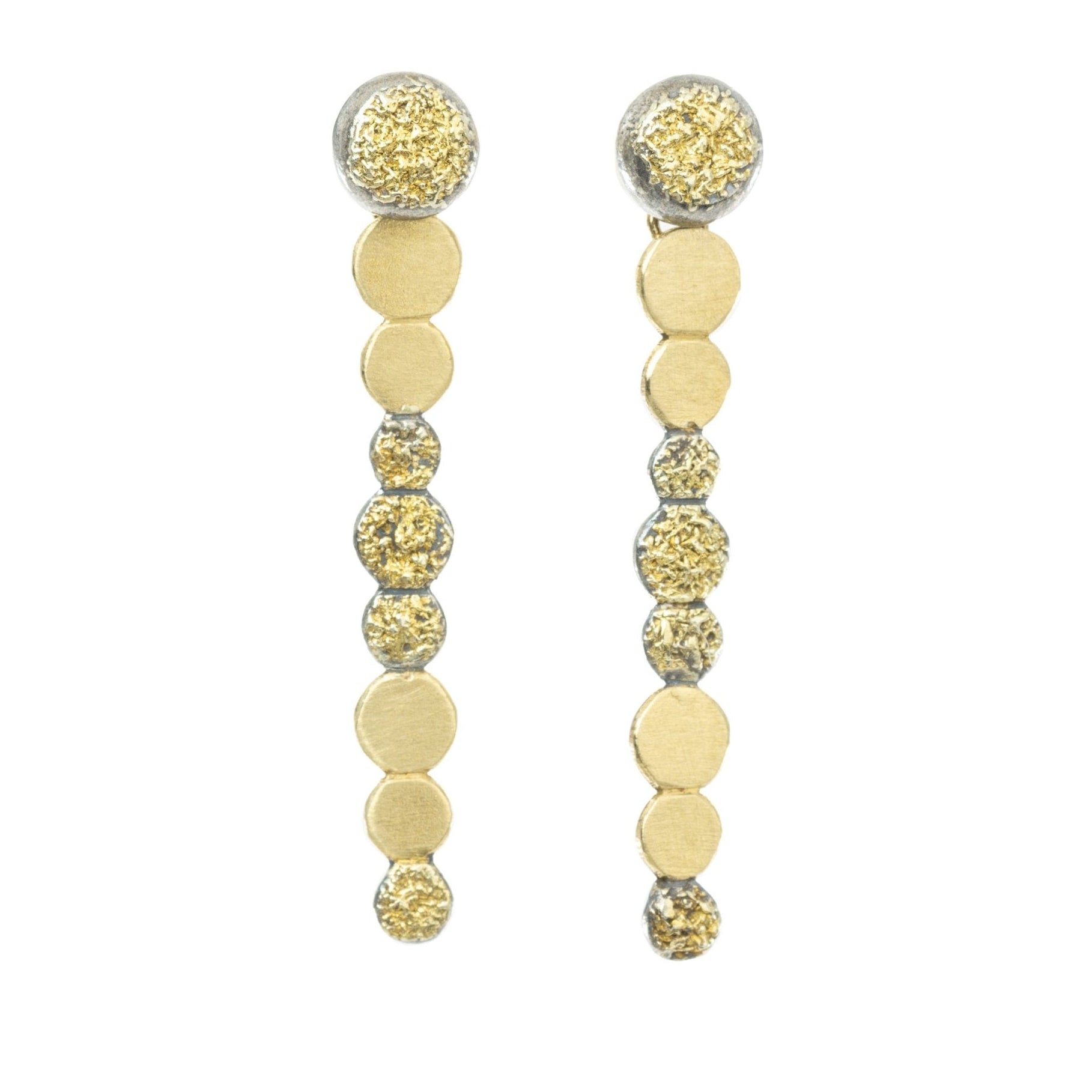 Dusted Tiny Dot Drop Earrings - 22k/18k Gold, Oxidized Silver - KMJ Kate Maller Jewelry Jewelry - Earrings