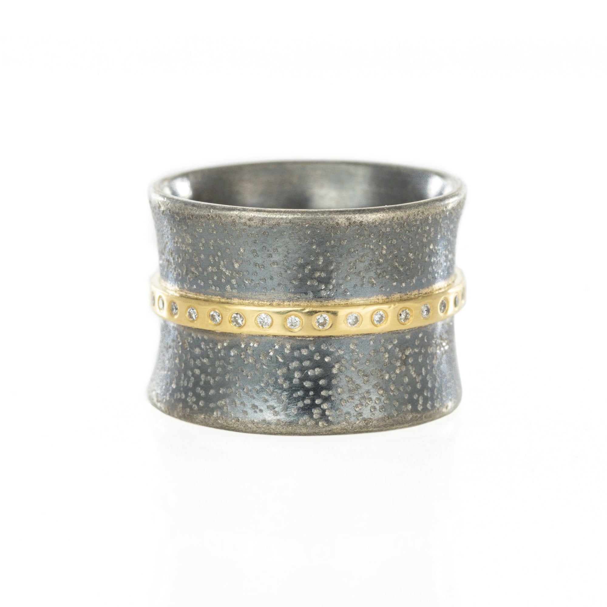 Twilight Band 2 - 18k Gold, Oxidized Silver + Diamonds - KMJ Kate Maller Jewelry Jewelry - Rings