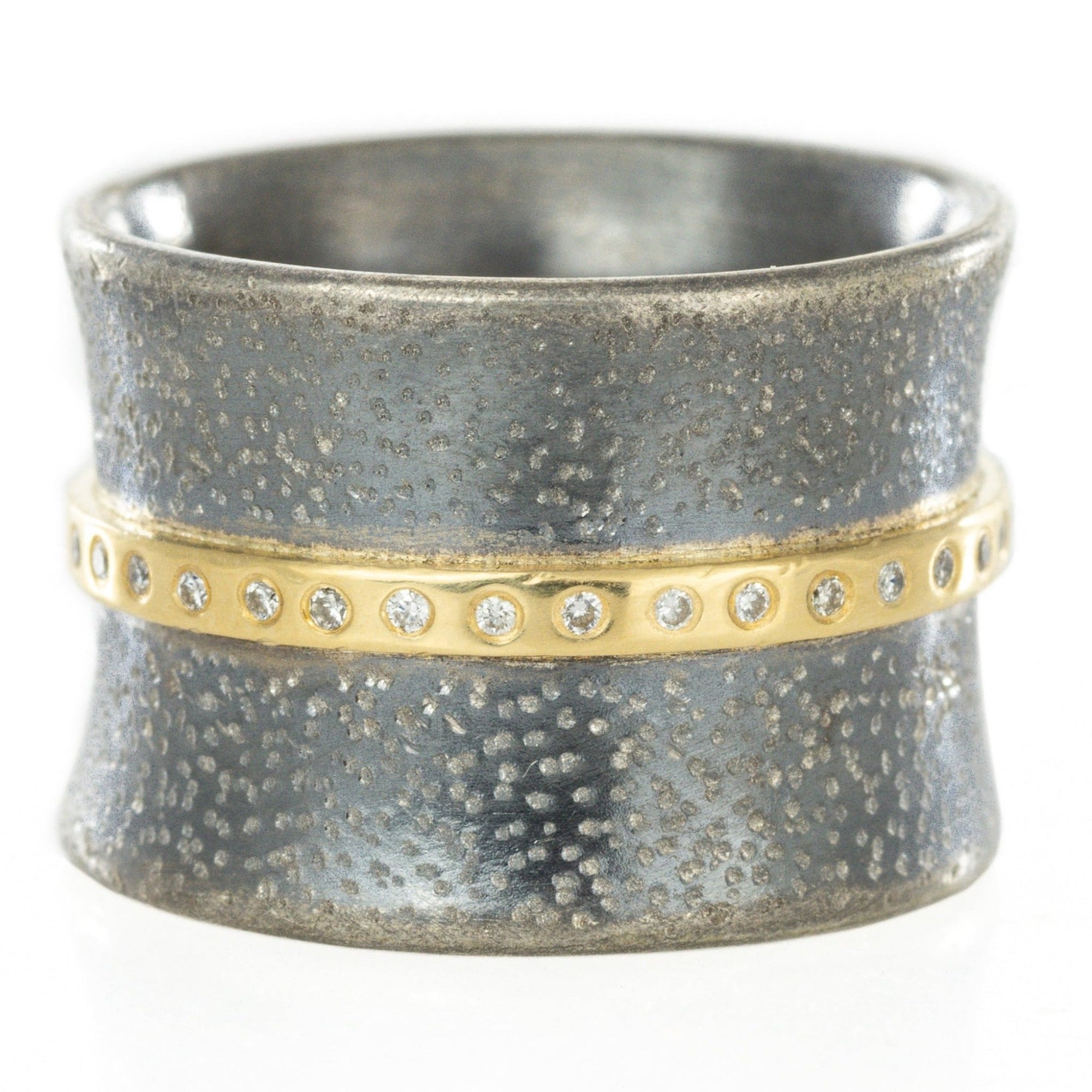 Twilight Band 2 - 18k Gold, Oxidized Silver + Diamonds - KMJ Kate Maller Jewelry Jewelry - Rings