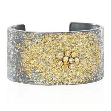 Dusted Bauble Cuff - 22ky, 18ky, Oxidized Silver + VS Diamonds