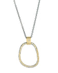 Dusted Carabiner Necklace - 22k/18k Gold, Oxidized Silver + VS Diamond