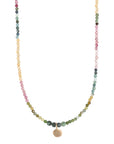 Dahlia Necklace - 14k Gold + Watermelon Tourmaline