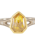 1.75 ctw Yellow Shield Rose Cut Diamond - 18ky/18kpw Gold + VS Diamonds