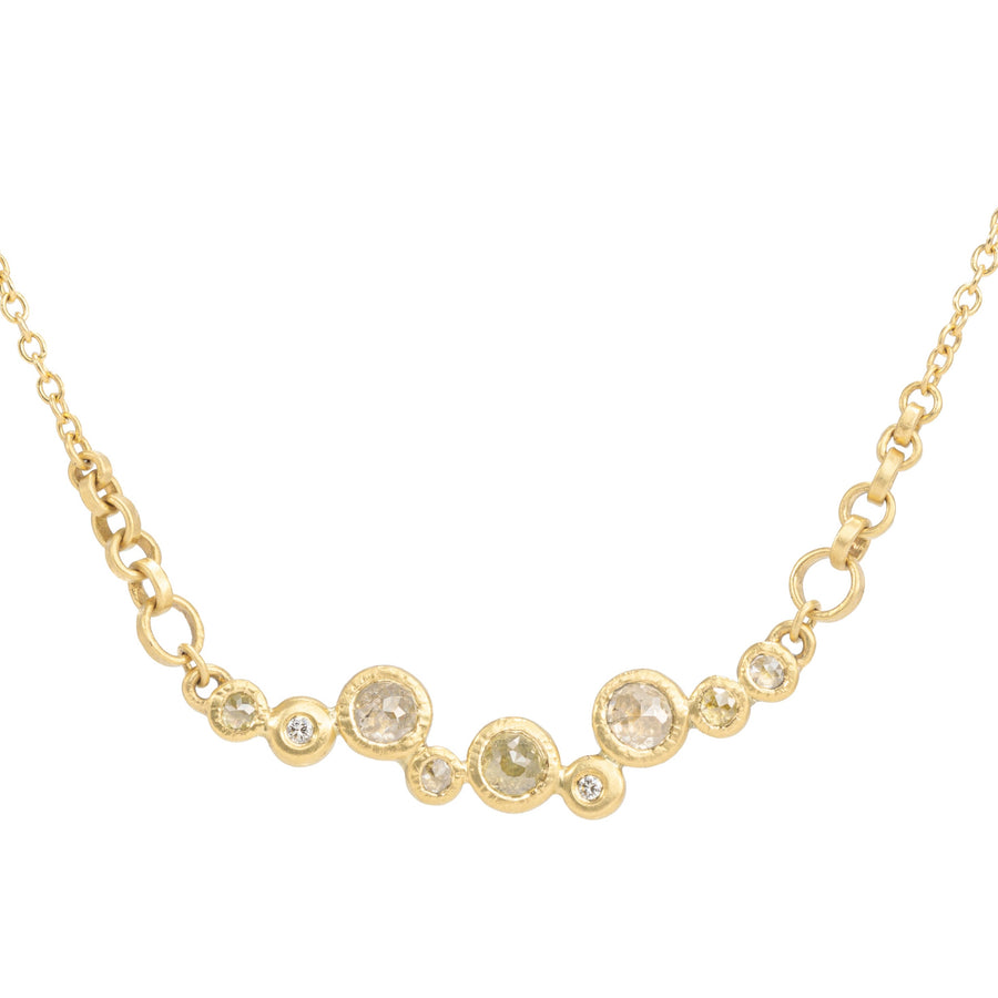 Diamond Bloom Necklace - 18ky Gold + Rose Cut Diamonds