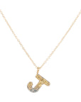 Alphabet Necklace 2.0 on 14ky Gold Chain - 22ky, 18ky, Oxidized Silver + VS Diamond