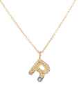 Alphabet Necklace 2.0 on 14ky Gold Chain - 22ky, 18ky, Oxidized Silver + VS Diamond