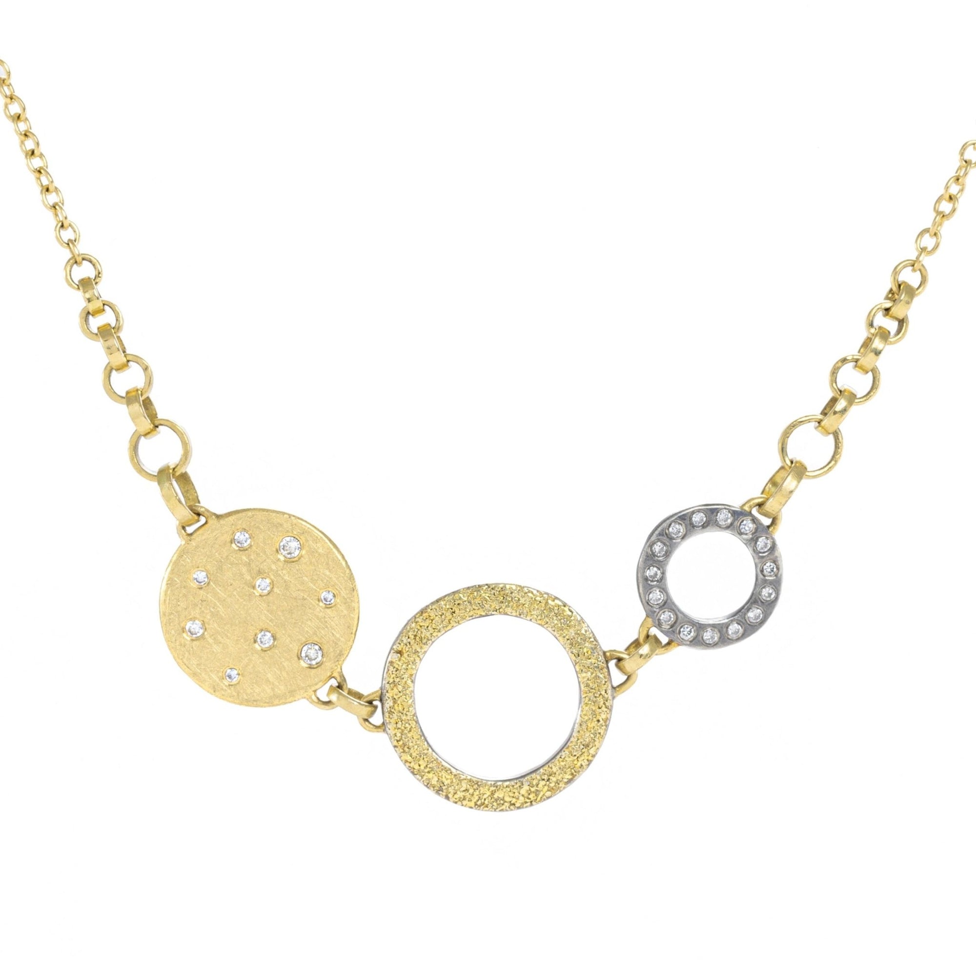 Scattered Diamond Everyday Necklace - 22k/14k Gold, Oxidized Silver + Diamonds - KMJ Kate Maller Jewelry Jewelry - Necklaces