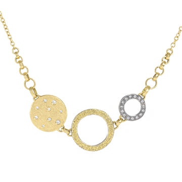 Scattered Diamond Everyday Necklace - 22k/18k Gold, Oxidized Silver + VS Diamonds