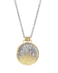 Sun Rays Round Pendant Necklace - 22k/18k/14k Gold, Oxidized Silver + VS White Diamonds