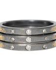 Orbit Stacking Ring - 22k Gold, Oxidized Silver + VS White Diamonds