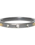 Orbit Stacking Ring - 22k Gold, Oxidized Silver + VS White Diamonds