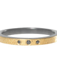 Black + Gold  Stacker Ring with Black Diamonds - 18k Gold + Oxidized Silver