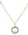 Oxidized Silver Petite Turning Aspen Charm Necklace - 18k/14k, Oxidized Silver + VS White Diamond