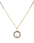 Oxidized Silver Petite Turning Aspen Charm Necklace - 18k/14k, Oxidized Silver + VS White Diamond