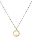 18ky Gold Petite Turning Aspen Charm Necklace - 18ky Gold, Oxidized Silver + VS White Diamond