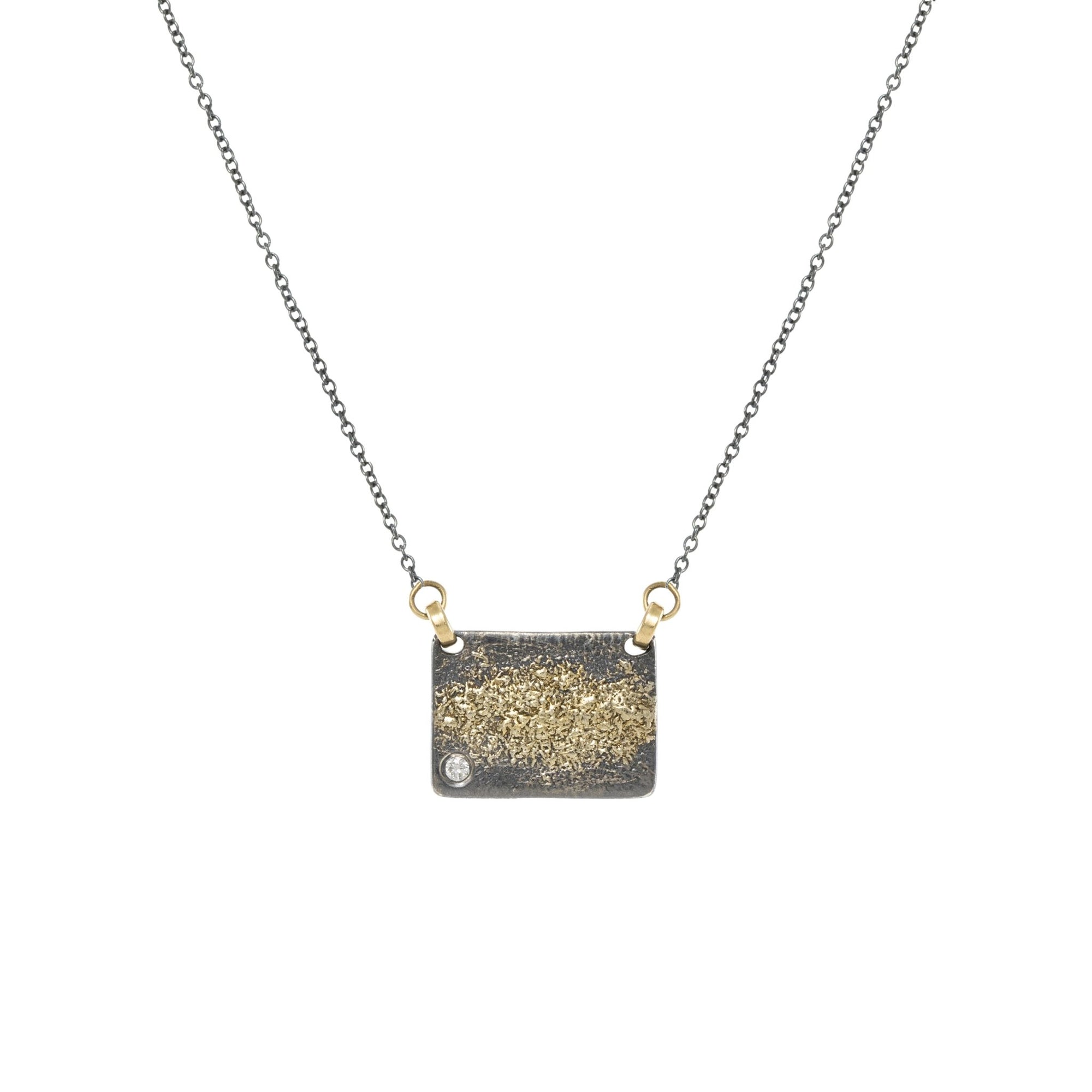 City Block Necklace - 22k/14k Gold, Oxidized Silver + Diamonds - KMJ Kate Maller Jewelry Jewelry - Necklaces