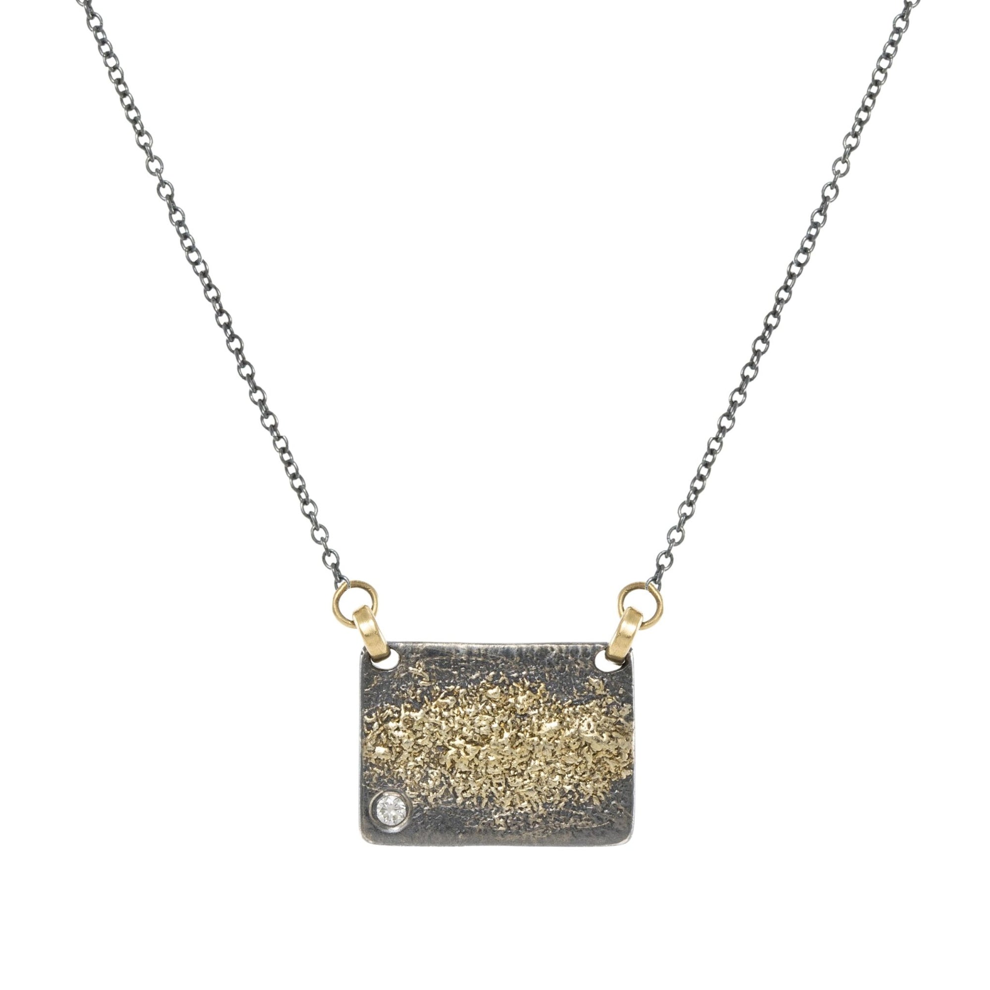City Block Necklace - 22k/14k Gold, Oxidized Silver + Diamonds - KMJ Kate Maller Jewelry Jewelry - Necklaces