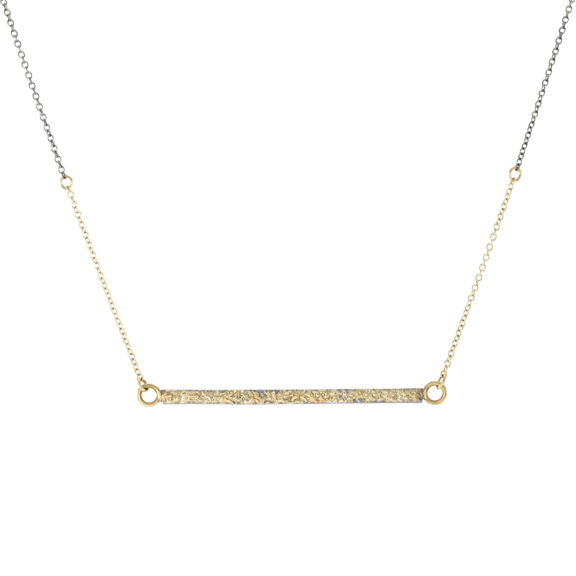 Terra Bar Necklace - 22k/18k/14k Gold + Oxidized Silver - KMJ Kate Maller Jewelry Jewelry - Necklaces