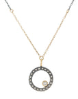 Oxidized Silver Everyday Scattered Diamond Pendant on 14k Gold Chain - 14k Gold, Oxidized Silver + VS White Diamonds