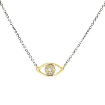 Golden Eye Necklace - 22ky Gold, 18ky Gold + Oxidized Silver