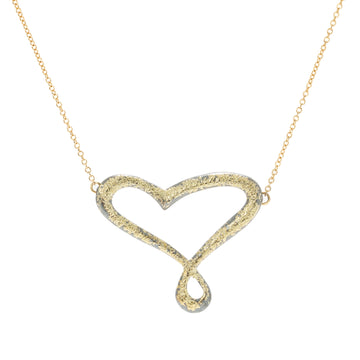 Dusted Love Necklace - 22ky Gold, 18ky Gold + Oxidized Silver