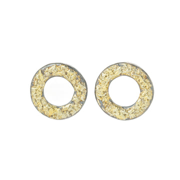 Dusted Orb Studs - 22k/18k Gold, Oxidized Silver