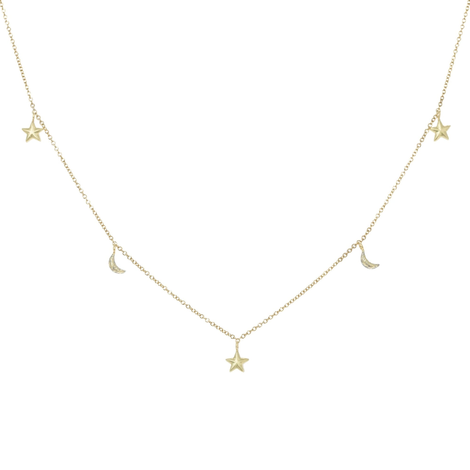 Celestial Station Necklace - 22k/14ky Gold + Oxidized Silver - KMJ Kate Maller Jewelry Jewelry - Necklaces