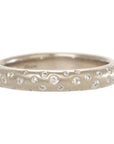 Half Round Band With Scattered Diamonds - 18k/20k Gold, Oxidized Silver + VS Diamonds