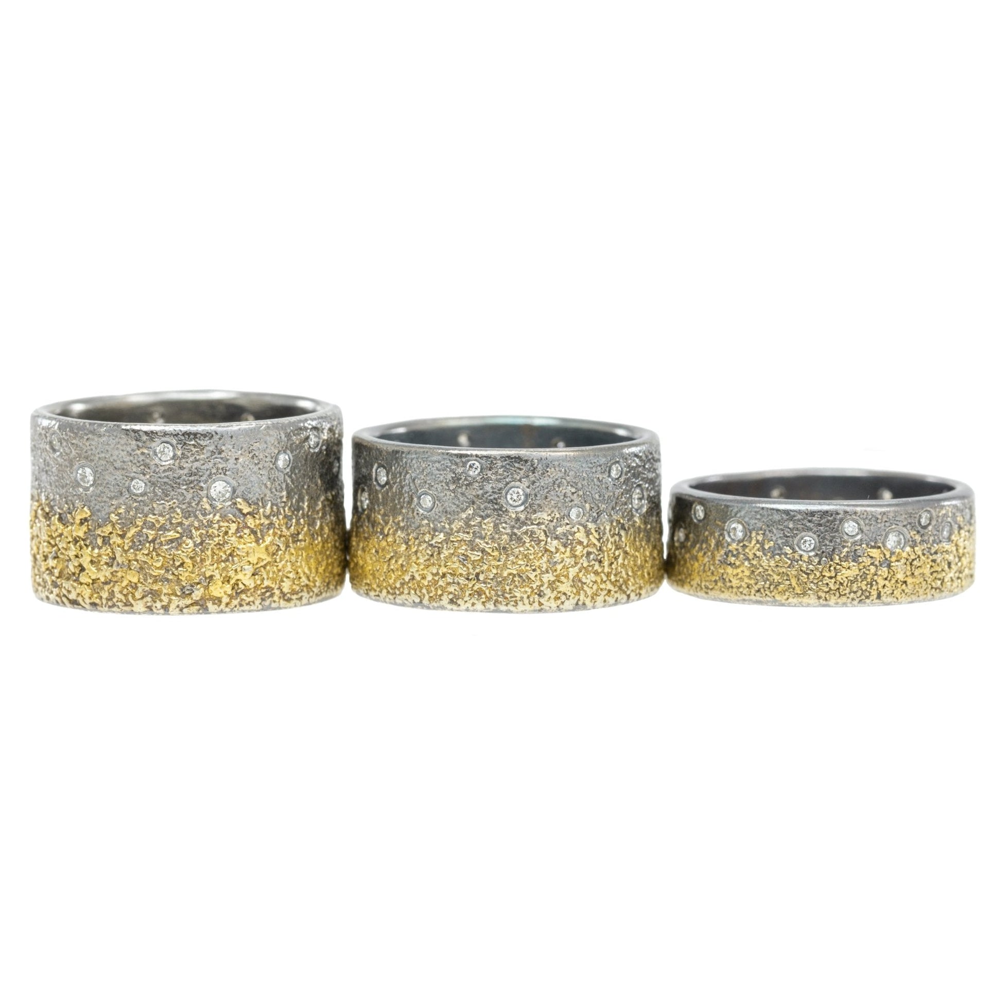 Dusted Slice Band + Diamonds - 22k, Oxidized silver + VS Diamonds - KMJ Kate Maller Jewelry Jewelry - Rings