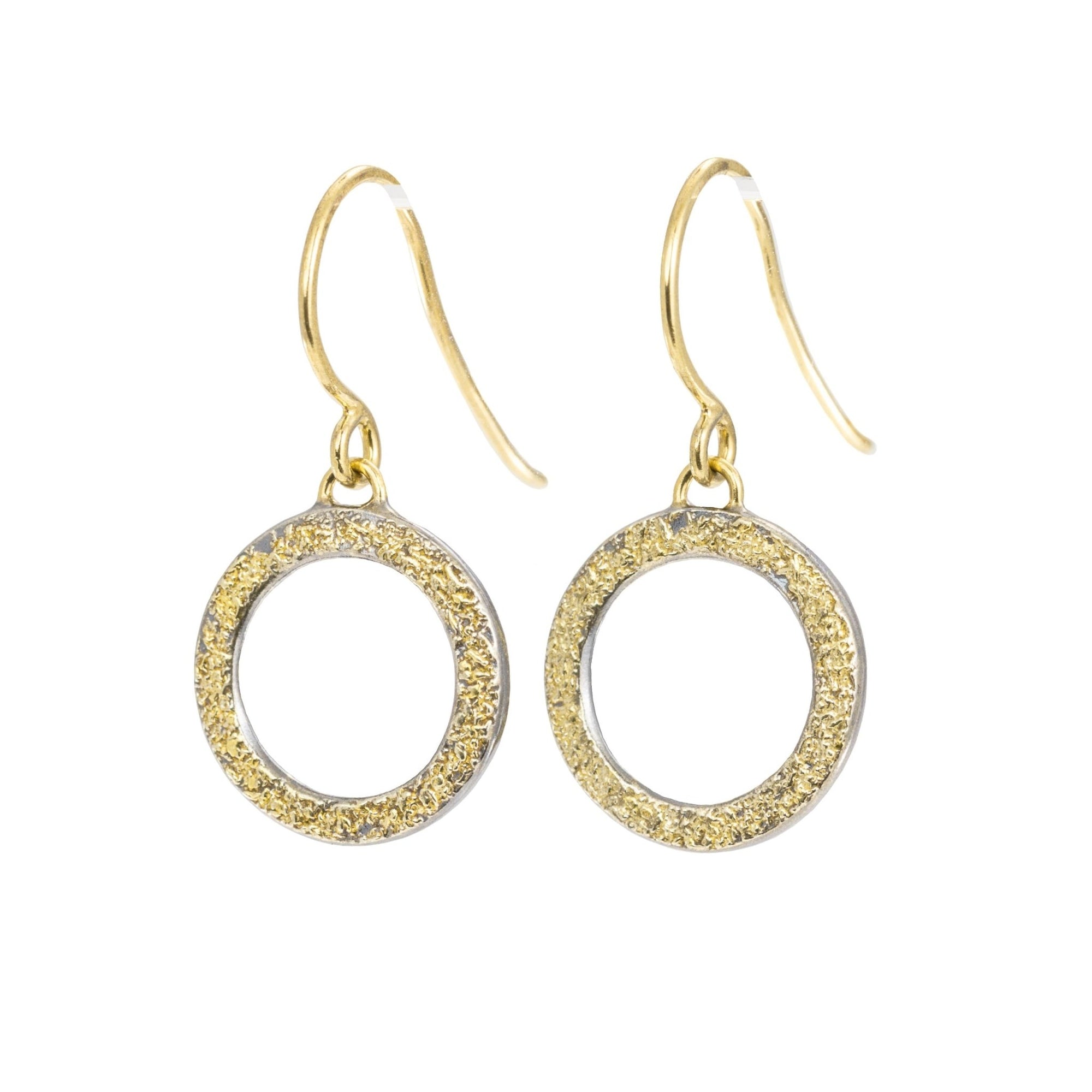 Dusted Orb Everyday Earrings - 22k/14ky Gold + Oxidized Silver - KMJ Kate Maller Jewelry Jewelry - Earrings