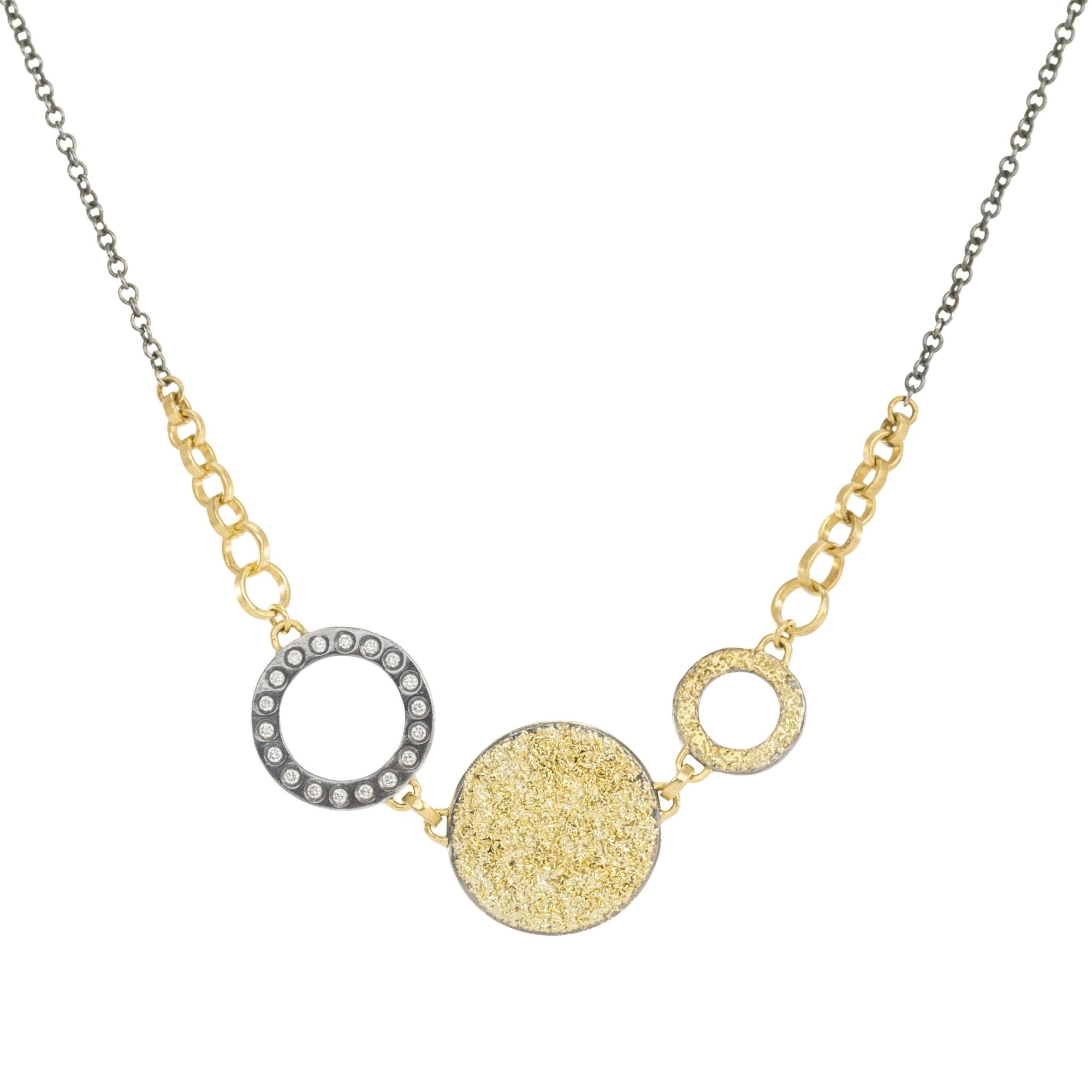 Dusted Everyday Necklace - Gold, Oxidized Silver + Diamonds - KMJ Kate Maller Jewelry Jewelry - Necklaces