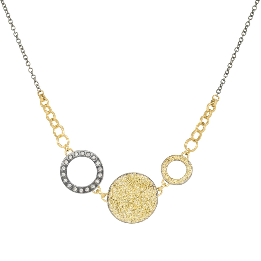 Dusted Everyday Necklace - 22ky Gold, 18ky Gold, Oxidized Silver + VS Diamonds