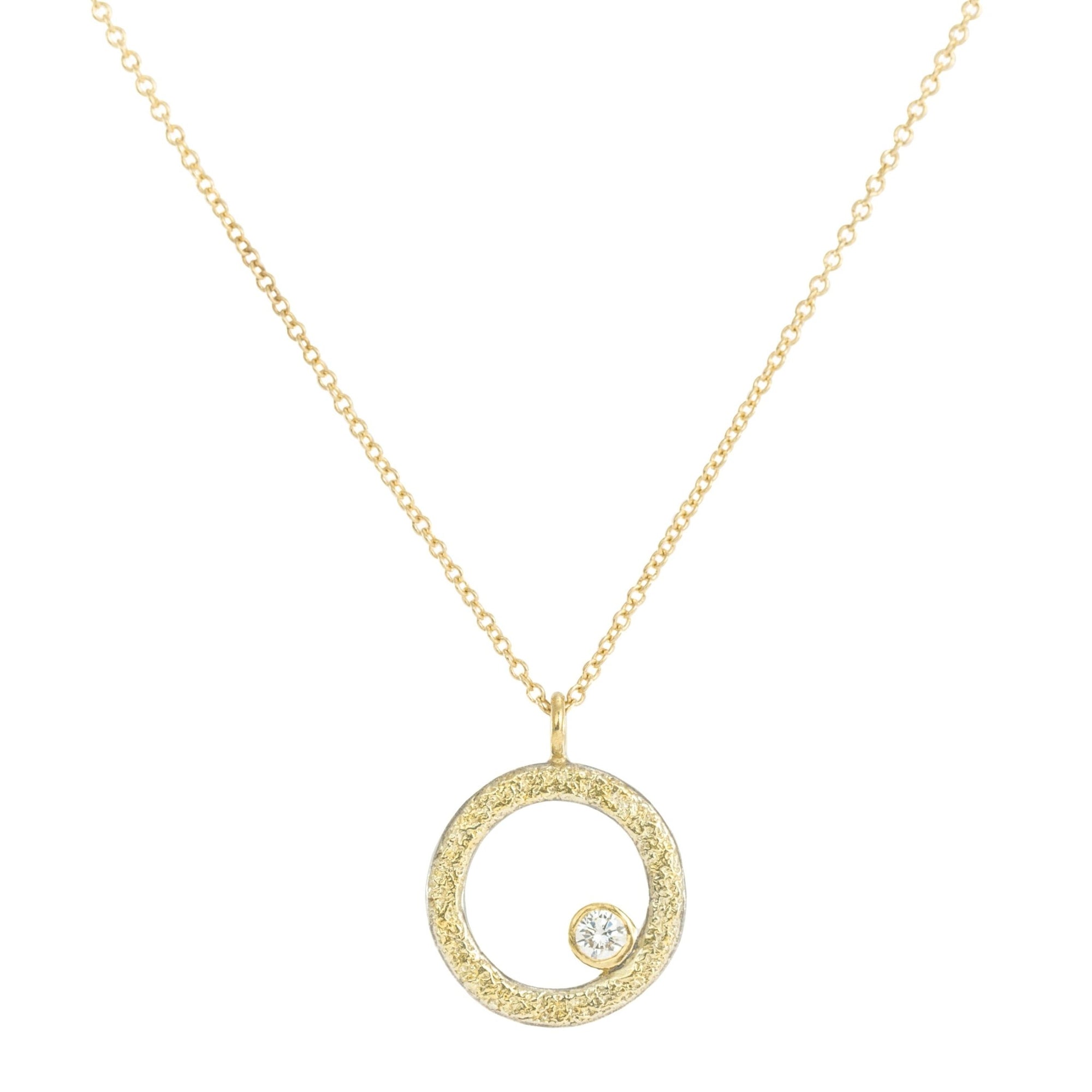 Dusted + Diamond Orb Necklace - 22k/14ky Gold, Oxidized Silver + Diamond - KMJ Kate Maller Jewelry Jewelry - Necklaces