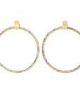 Dusted Orb Front-Facing Hoops - 22k/18k Gold, Oxidized Silver