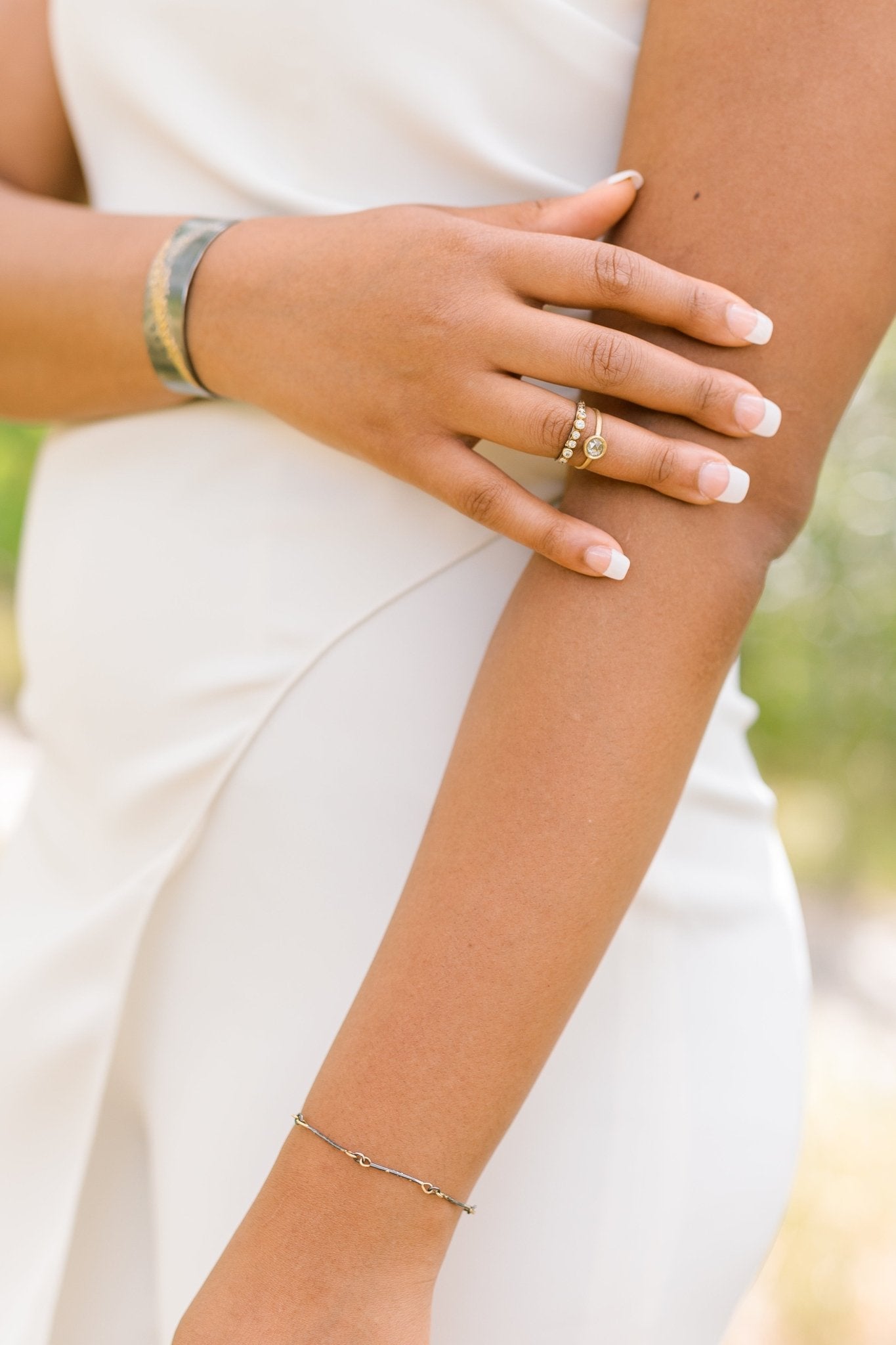 Dusted Bar + Link Bracelet - 22k Gold + Oxidized Silver - KMJ Kate Maller Jewelry Jewelry - Bracelets