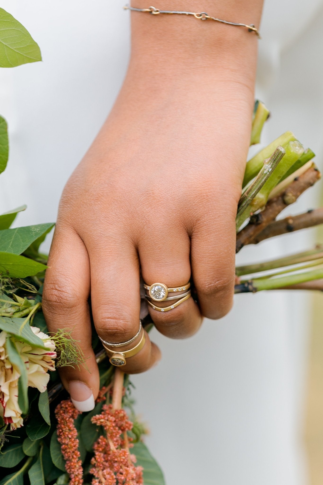 Dusted Bar + Link Bracelet - 22k Gold + Oxidized Silver - KMJ Kate Maller Jewelry Jewelry - Bracelets