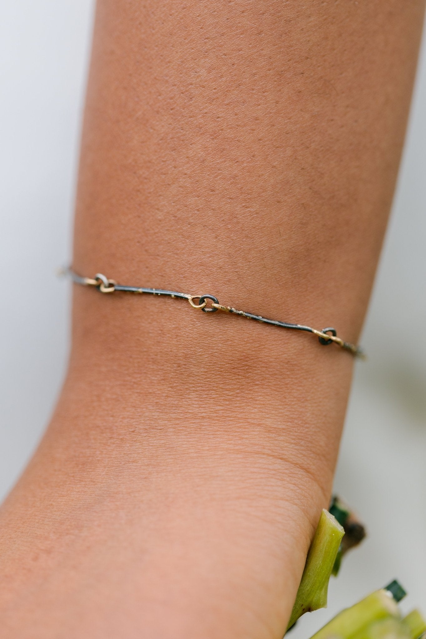Dusted Bar + Link Bracelet - 22k Gold + Oxidized Silver - KMJ Kate Maller Jewelry Jewelry - Bracelets
